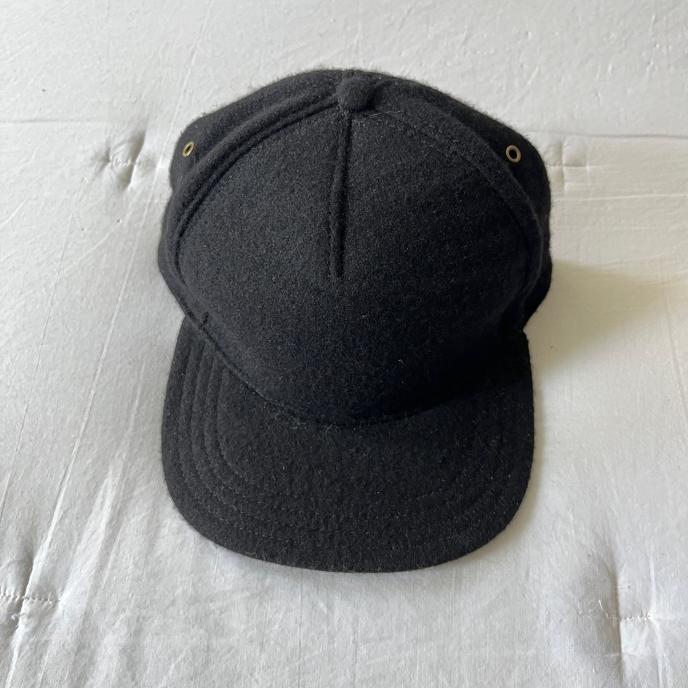 Goorin Bros Black Wool Baseball Hat with Leather Sweatband
